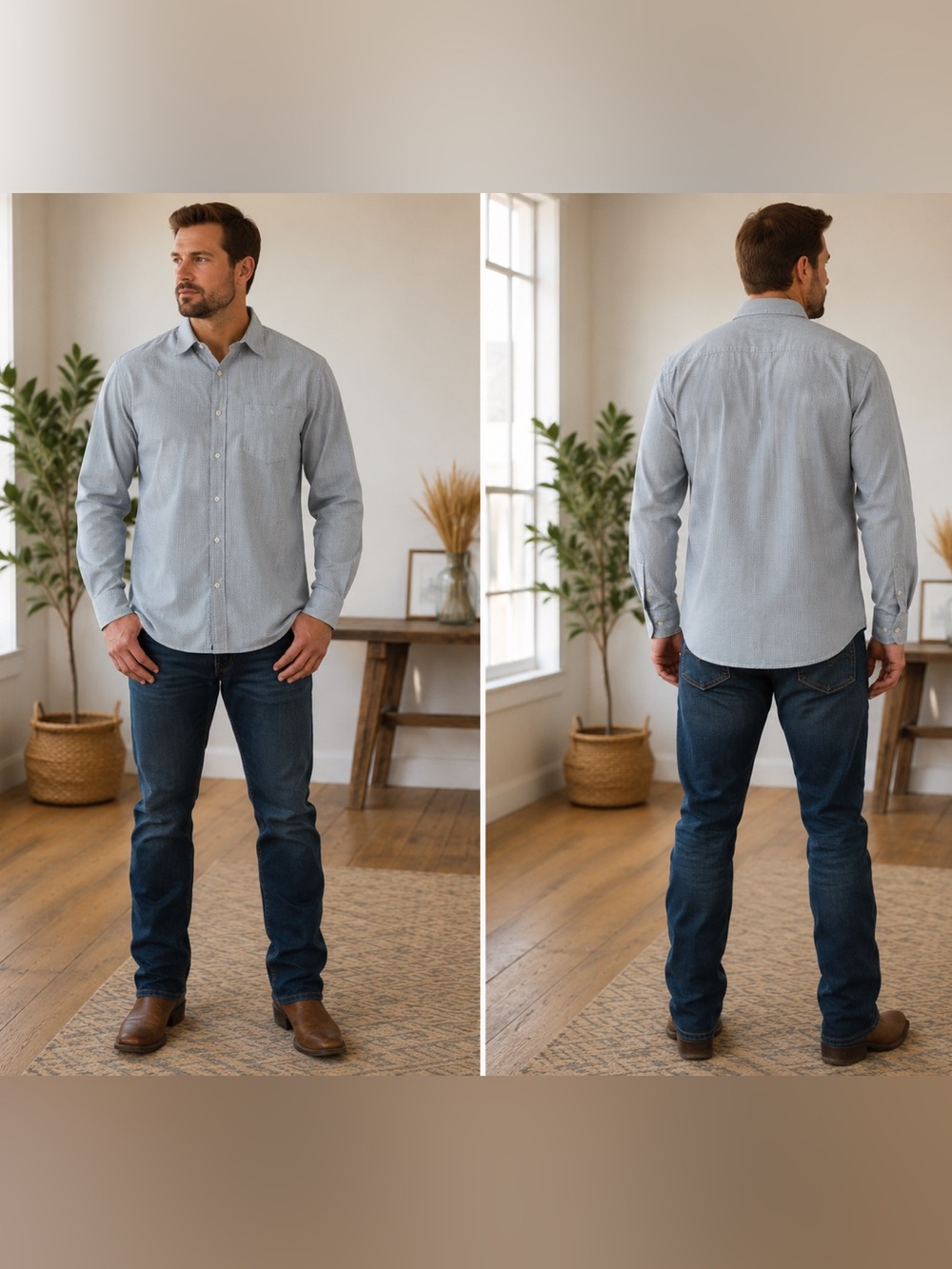 Calvin Klein Men’s XL Blue Micro Dot Button Down Shirt 100% Cotton Long Sleeve